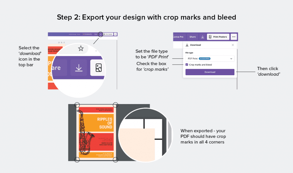 Downloading your Canva design ready to print